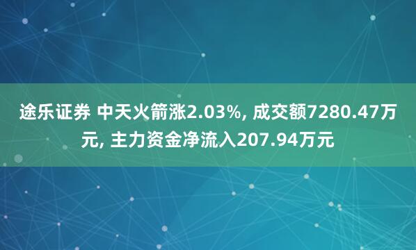 途乐证券 中天火箭涨2.03%, 成交额7280.47万元, 主力资金净流入207.94万元